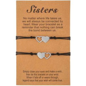 Akyol - Vriendschapsarmband - armband voor zusjes- zussen armband -sisters armband -cadeau voor zus -zusjes armband -armband voor 2Afstelbaar - Hartje - Armband - Geschenk - Cadeau - Liefde – Vriendschap – 15 cm - best friends armband
