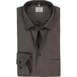 MARVELIS - Comfort Fit - Overhemd - Olijfgroen - Strijkvrij