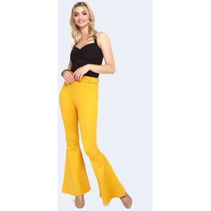 Voodoo Vixen - 60s Belted Bengaline Flared broek - M - Geel
