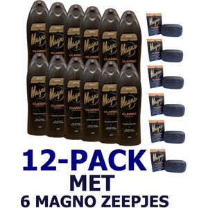 Magno - Classic - Douchegel - 550 ml - Voordeel Pack met 12 - Inclusief 6 Zeepjes