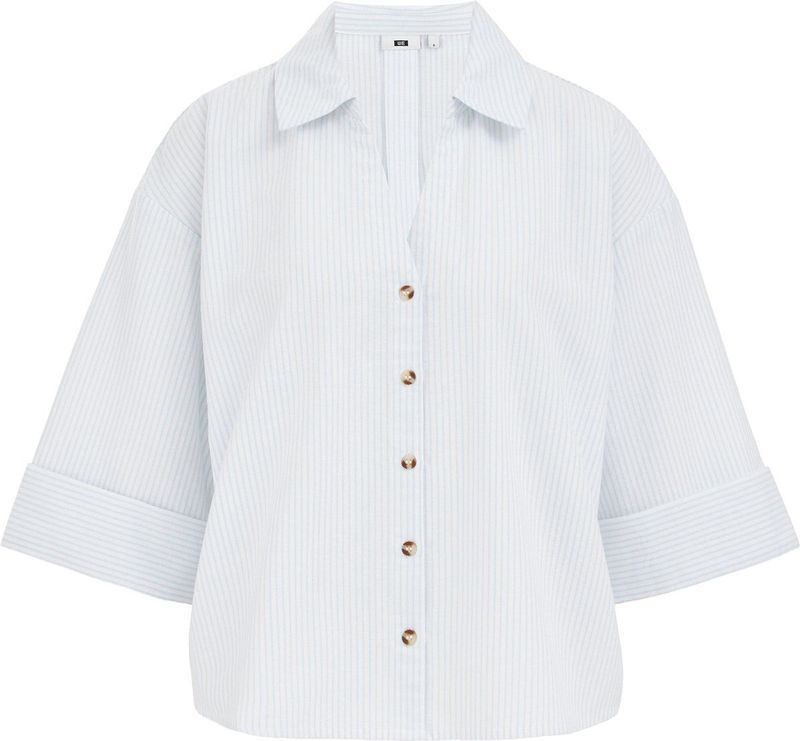 WE Fashion - Blouse - Wit - Katoen - Korte Mouwen