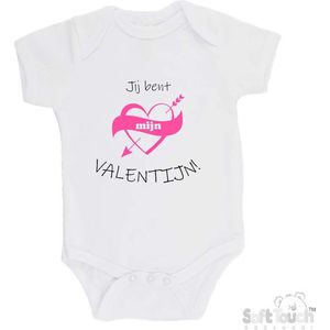100% katoenen Romper ""Jij bent mijn valentijn!"" Unisex Katoen Wit/zwart/roze Maat 62/68