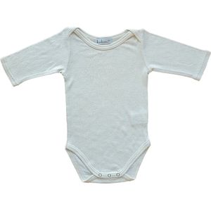 Zijden Rompertje - Baby Romper van 100% Zijde - Bourette Zijde - Kokon Zwo - Lange Mouw - Gebroken Wit - Maat 80