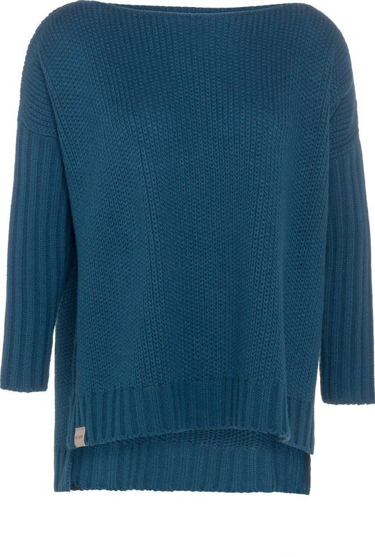 Knit Factory - Kylie - Gebreide Damestrui - Petrol - Lange Mouw