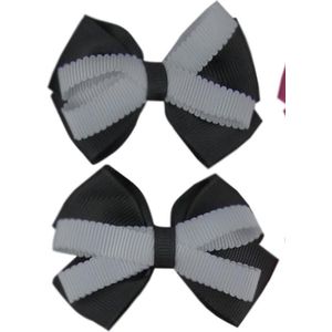 Jessidress Meisjes Haarclips met dubbele strik - Grijs