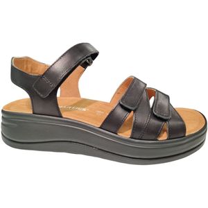 Hartjes Zwarte Leren Dames Sandalen - Zwart - 41