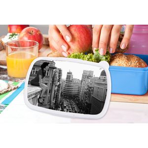 Broodtrommel Blauw - Lunchbox - Brooddoos - Madrid - Architectuur - Spanje - Vrouw - 18x12x6 cm - Kinderen - Jongen