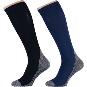 Xtreme Sockswear Compressie Sokken Hardlopen - 2 paar Hardloopsokken - Multi Blue - Compressiesokken - Maat 45/47