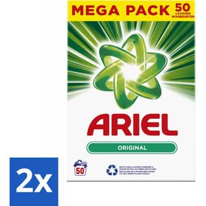 2 x Ariel Original - Waspoeder - Witte en Lichtgekleurde Was - 50 Wasbeurten - Ariel Original - Waspoeder - Wasmiddel - Witwas - Lichte Kleuren