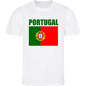 WK - Portugal - T-shirt Wit - Voetbalshirt - Maat: 134/140 (M) - 9 - 10 jaar - Landen shirts