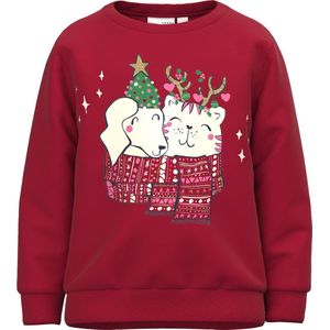 NAME IT NMFVISMAS LS SWEAT BRU RR Meisjes Trui - Maat 104