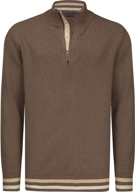 Felix Hardy - Trui - Bruin - Lange Mouw - Opstaande Kraag