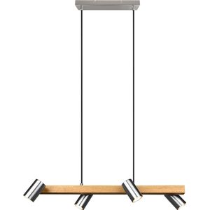 LED Hanglamp - Torna Milona - GU10 Fitting - 4-lichts - Rond - Mat Bruin/Nikkel - Aluminium