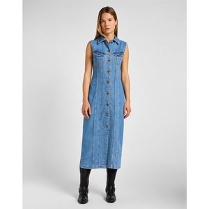 Lee - Lange Slanke Denim Jurk - Middenblauw - Mouwloos
