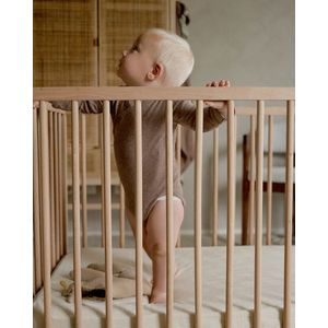 Lodger - Rompers lange mouw - bruin - maat 50 - zacht bio katoen - overslag