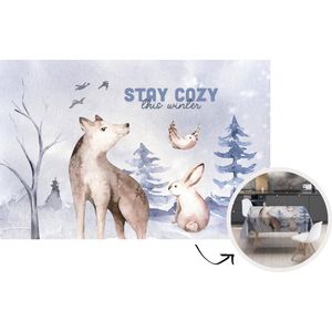 Tafelkleed - Tafellaken - 220x150 cm - Winter - Wolf - Vogel - Konijn - Binnen en Buiten