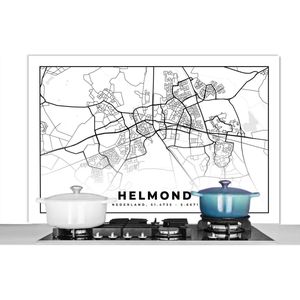 Spatscherm keuken 120x80 cm - Kookplaat achterwand Kaart - Helmond - Nederland - Muurbeschermer - Spatwand fornuis - Hoogwaardig aluminium