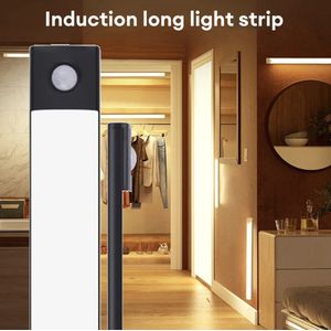 Slim Bright Led balk - Led verlichting - PIR Bewegingssensor - USB oplaadbaar - 30 cm - Zwart - Kledingkast - Werkplaats - Trap.