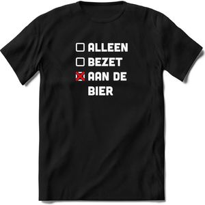 Alleen, Bezet en Bier - Valentijnsdag T-Shirt Heren / Dames - Perfect Valentijn Cadeau Mannen / Vrouwen - Grappige Liefdes en Exen Spreuken, Zinnen en Teksten.