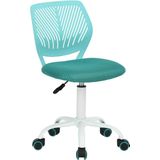 Bureaustoel, verstelbare draaibare bureaustoel, stoffen zitting, ergonomische werkstoel zonder armleuning, turquoise