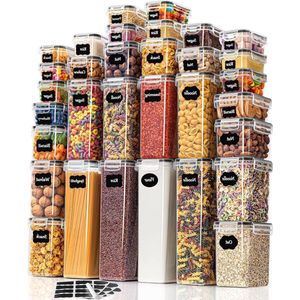 Opbergdoos voor keuken luchtdicht 32 stuks - voedselveilig - granen, pasta, meel, dierenvoer .