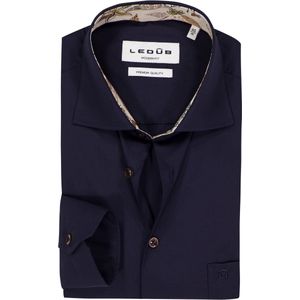 Ledub - Modern Fit - Overhemd - Donkerblauw - Strijkvriendelijk