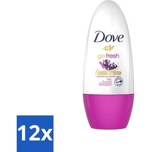 12 x Dove - Deodorant - Roller Go Fresh Acai Berry & Waterlily - Frisse geur - 50 ml - Dove Deodorant - Açaí Berry - Waterlelie - Antitranspirant - Roll-on