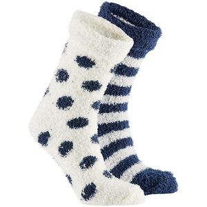 Apollo bedsokken / huissokken - kinderen - 2-pack - navy/wit - one size - Slaapsokken - Slofsokken