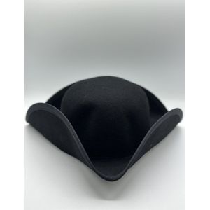 Driesteek hoed handgemaakt van lana wol - Piratenhoed - Tricorn hoed -