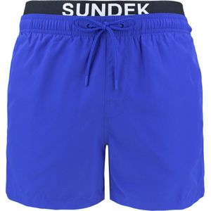 Sundek jongens zwemshort double waistband logo blauw - 140/152