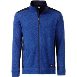 James and Nicholson Heren Gebreide Werkkleding Fleece Jacket (Royal Blue Melange/Navy)