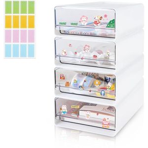 Stapelbare bureau-organizer - ruimtebesparend - set van 4 - kunststof - 24 x 17 x 9 cm