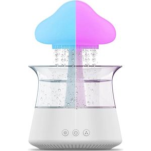 Rain Cloud Humidifier PRO - Regenwolk Luchtbevochtiger - Regendruppel - White Noise Machine - Slaaptrainer - Aroma Diffuser - Nachtlamp - Nachtlampje - Bureaulamp