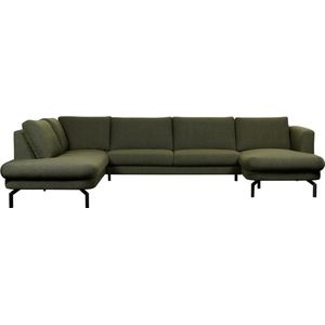 Hoekbank Spengen - Bouclé Stof Alpine - Forest / Groen - 335x84x220 cm (BxHxD) - Divan Links / Chaise Rechts