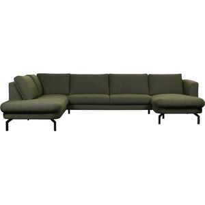 Woonexpress Hoekbank Spengen - Bouclé Stof Alpine - Forest / Groen - 348x84x220 cm (BxHxD) - Divan Links / Chaise Rechts