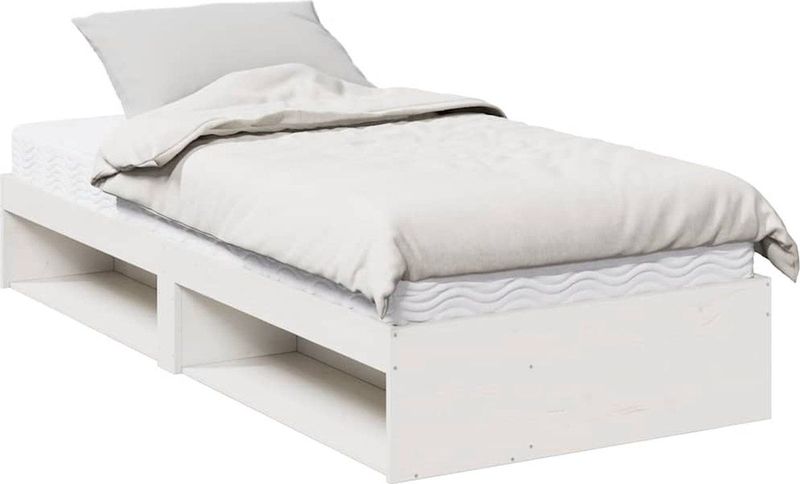 vidaXL Slaapbank - Wit - Massief Grenenhout - Met Matras
