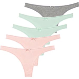 Calzera 5 Katoenen Dames Strings - Ultiem Comfort - Mix Kleur - Maat M