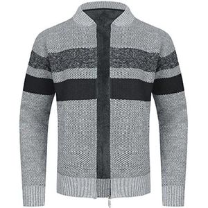 Fleece gevoerd heren vest met opstaande kraag, gebreide trui, dikke wintercardigan