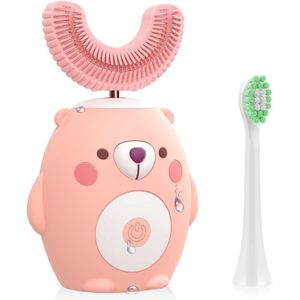 Vitdipy - U-vormige tandenborstel - Elektrische Tandenborstel - Leeftijd 7-14 - Tandenborstel kind - Peuter tandenborstel - Gevoelige tanden - Roze