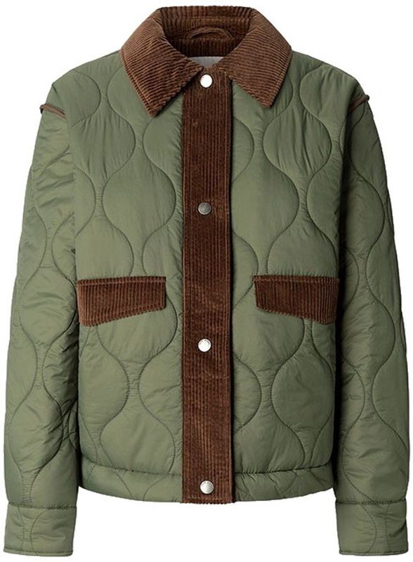 Pepe Jeans - PAOLA - Gewatteerd Jack - Regular Fit - Effen - Met Corduroy