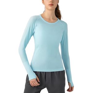 Dames Seamless Langemouw Yoga Top - Sportieve T-shirt met Duwgat voor Hardlopen
