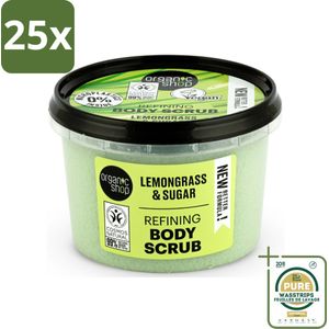 25 x Organic Shop - Body Scrub Lemongrass - Verfrissend en Verzorgend - 250 ml - Grootverpakking - Body Scrub - Exfoliatie - Citroengrasolie - Natuurlijke Huidverzorging - Huidpeeling