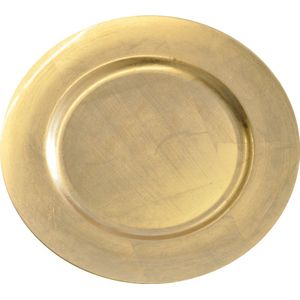 4x Ronde glanzende gouden diner onderborden 33 cm - Tafel dekken - Kerstdiner/diner