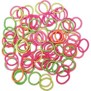 200 Kleine Haarelastiekjes - Haarelastiekjes Mini - 25mm - 2mm Dik - 200 Stuks - Neon Mix