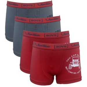 Vanilla - Jongens Boxer - 4 stuks - Egyptisch katoen - Grijs/ Rood - 4-5 jaar - 4630