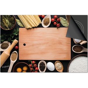 Inductie beschermer 65x52 - afdekplaat inductie mat - Dietrix Kookplaat beschermer - Base - Kruiden en Lepels - Snijplank ingrediënten en pasta