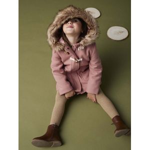 Vertbaudet - Duffel - Navy - Wol - Capuchon met Imitatiebondbont