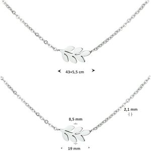 Collier - ketting - staal - lengte 45 cm - blad