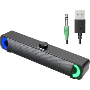 Soundbar Pc - Bekabelde en Draadloze Pc -Luidspreker - USB Mini Soundbar - Zwart