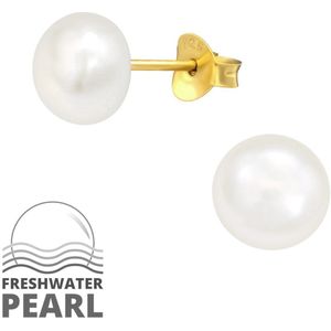 Montebello Oorbellen Pearl Gold 7 - 925 Zilver Verguld - Parel - ∅7mm